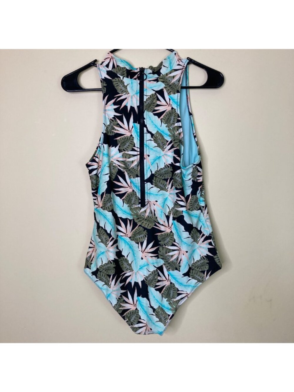 Vanilla Beach Sport Tropical Leaf Print One-Piece Swimsuit Womens L Large - Picture 2 of 6